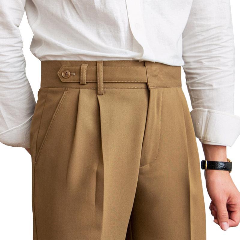 Britische neapolitanische Anzughose mit hoher Taille und geradem Schnitt für Herren