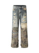 Ripped Camouflage Patchwork Baggy Jeans