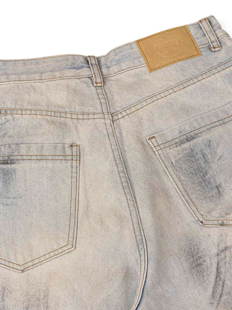 Washed Mud-Dye Straight Jeans