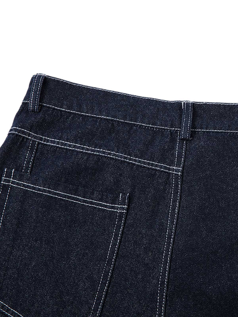 Deconstructed Contrast Stitching Barrel Jeans