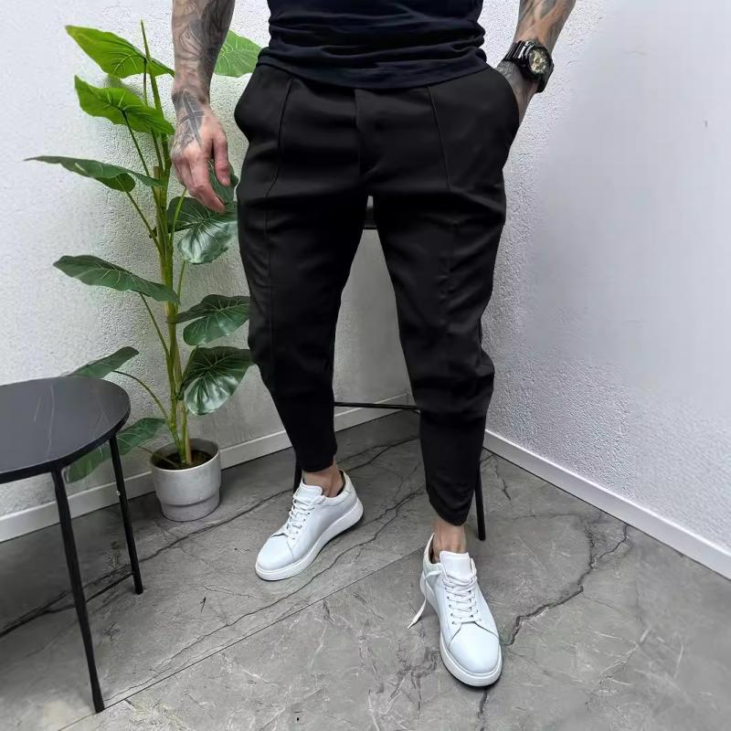 Lässige, einfarbige Herrenhose mit Kordelzug