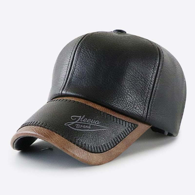 Herren Vintage Plüsch Warme Leder Baseballkappe