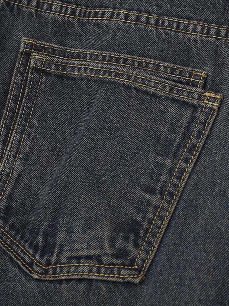 Vintage Washed Distressed Multi Pocket Cargo Jeans