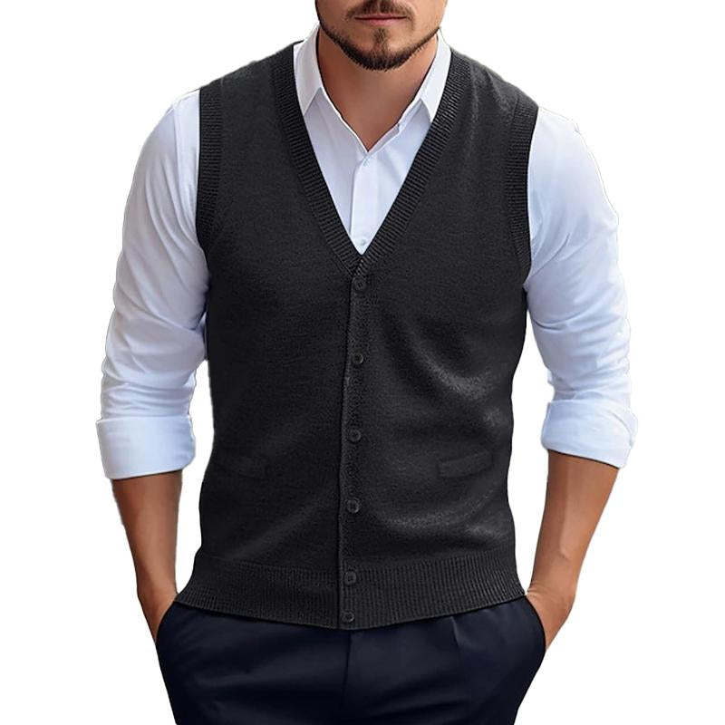Lässige, einfarbige Strickjacke für Herren