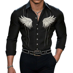 Men's Casual Printed Long Sleeve Shirt