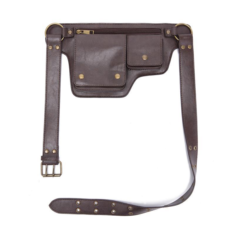 Men's Outdoor Sports Zipper Adjustable Leather Waist Bag