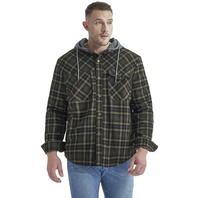 CHECKERED SHIRT WITH FLEECE PLUS EXTRA SIZE WINTER WINDPROOF AND WARM HOODED PURE COTTON JACKET