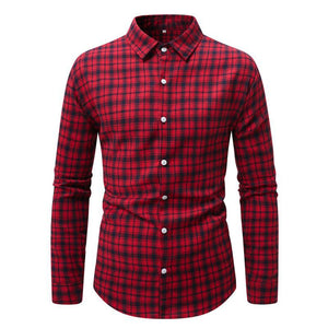 Men's Casual Plaid Long-Sleeved Shirt