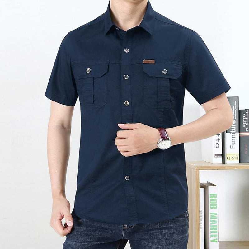 Men's Summer Short Sleeve Shirt Large Size Military Uniform Workwear Outdoor Loose Casual Shirt Thin Tops