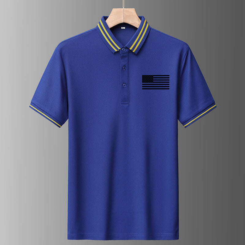 USA Flag Men's three-proof (dustproof, antifouling, waterproof) short-sleeved POLO shirt