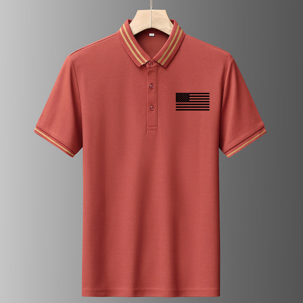 USA Flag Men's three-proof (dustproof, antifouling, waterproof) short-sleeved POLO shirt