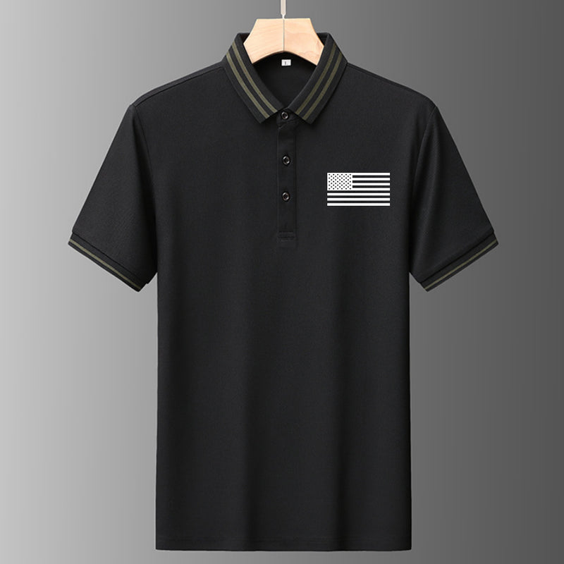 USA Flag Men's three-proof (dustproof, antifouling, waterproof) short-sleeved POLO shirt