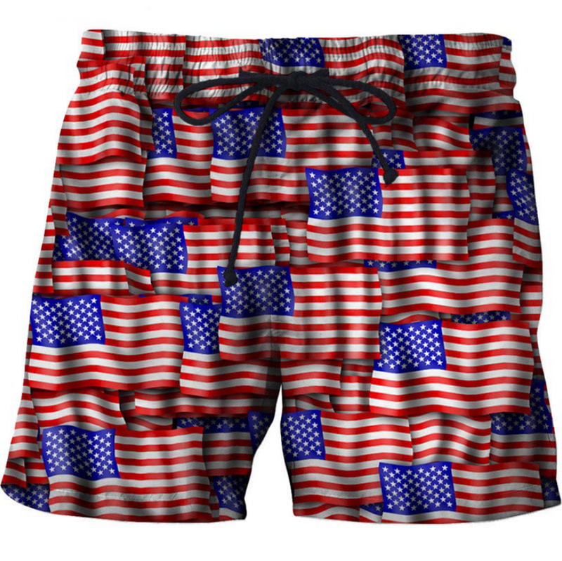 Men's Creative American Flag 3D Printed Beach Shorts