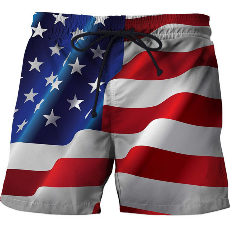 Men's Creative American Flag 3D Printed Beach Shorts