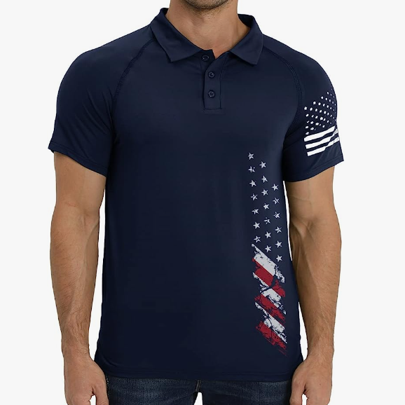 USA FLAG RAGLAN GRAPHIC POLO SHIRT