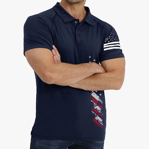 USA FLAG RAGLAN GRAPHIC POLO SHIRT