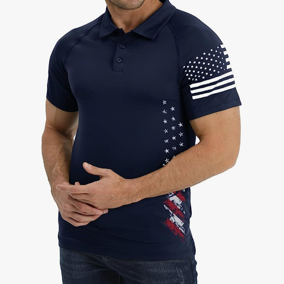 USA FLAG RAGLAN GRAPHIC POLO SHIRT