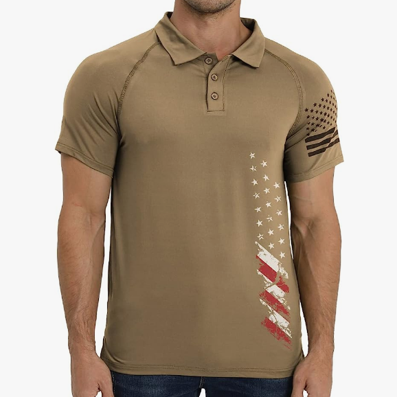 USA FLAG RAGLAN GRAPHIC POLO SHIRT