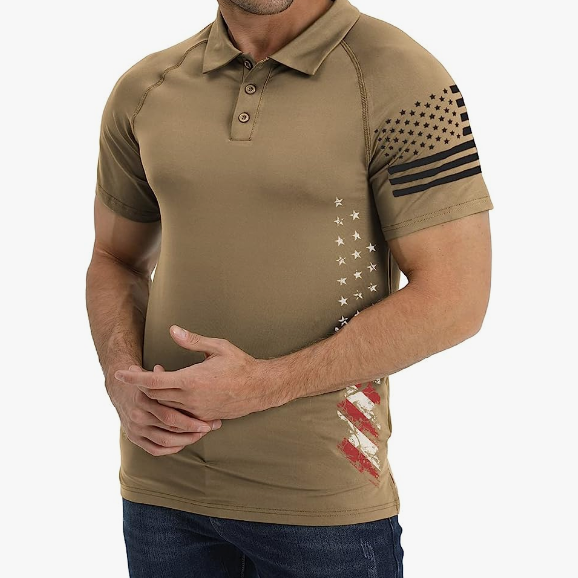 USA FLAG RAGLAN GRAPHIC POLO SHIRT