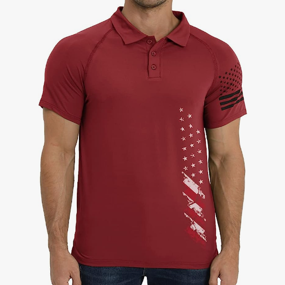 USA FLAG RAGLAN GRAPHIC POLO SHIRT