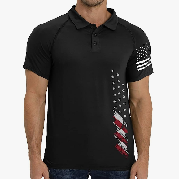 USA FLAG RAGLAN GRAPHIC POLO SHIRT