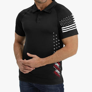 USA FLAG RAGLAN GRAPHIC POLO SHIRT