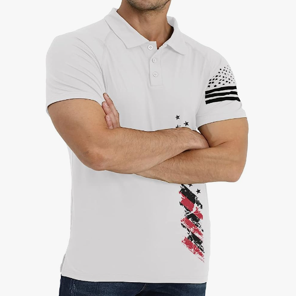 USA FLAG RAGLAN GRAPHIC POLO SHIRT