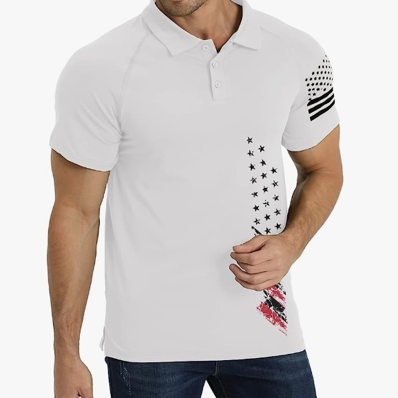 USA FLAG RAGLAN GRAPHIC POLO SHIRT