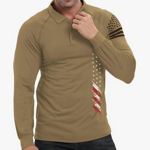 USA FLAG RAGLAN GRAPHIC LONG SLEEVE POLO SHIRT