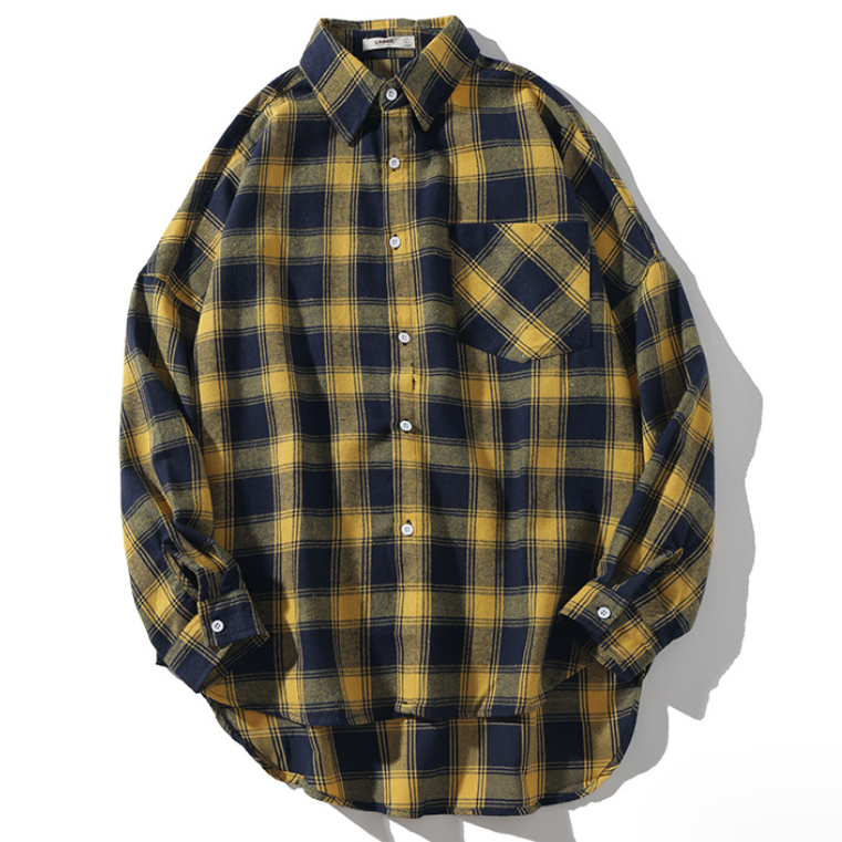 Men's Casual Plaid Long Sleeve Shirt