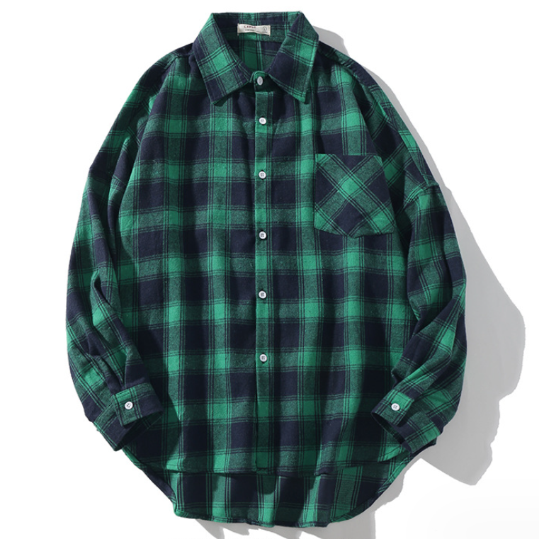 Men's Casual Plaid Long Sleeve Shirt