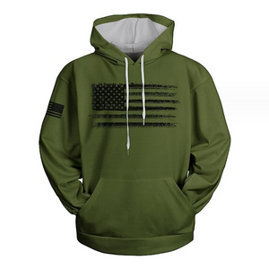 Einfarbiges Kapuzen-Sweatshirt mit amerikanischem Flaggen-Print für Herren