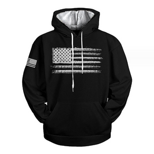 Einfarbiges Kapuzen-Sweatshirt mit amerikanischem Flaggen-Print für Herren