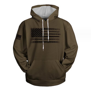 Einfarbiges Kapuzen-Sweatshirt mit amerikanischem Flaggen-Print für Herren