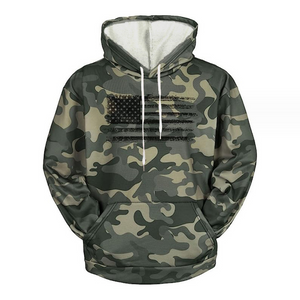 Herren-Kapuzenpullover mit amerikanischem Flaggen-Print und Camouflage-Muster
