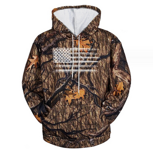 Herren-Kapuzenpullover mit amerikanischem Flaggen-Print und Camouflage-Muster