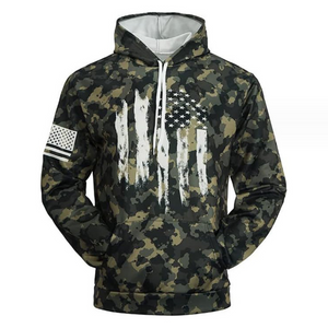 Herren-Kapuzenpullover mit amerikanischem Flaggen-Print und Camouflage-Muster