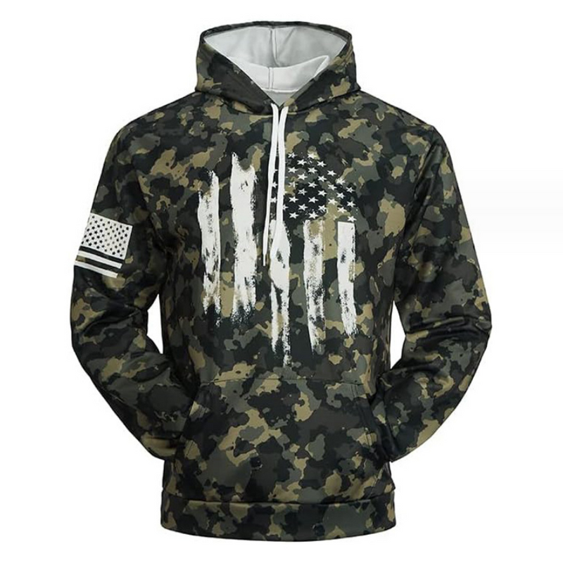 Men's American Flag Print Camouflage Hooded Sweatshirt