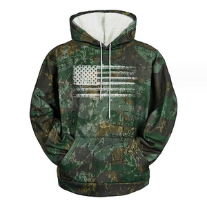 Herren-Kapuzenpullover mit amerikanischem Flaggen-Print und Camouflage-Muster
