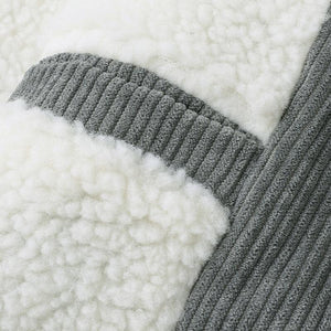 Lässige Herrenjacke aus Cord mit Revers und verdickter Lammwolle mit mehreren Taschen und Reißverschluss