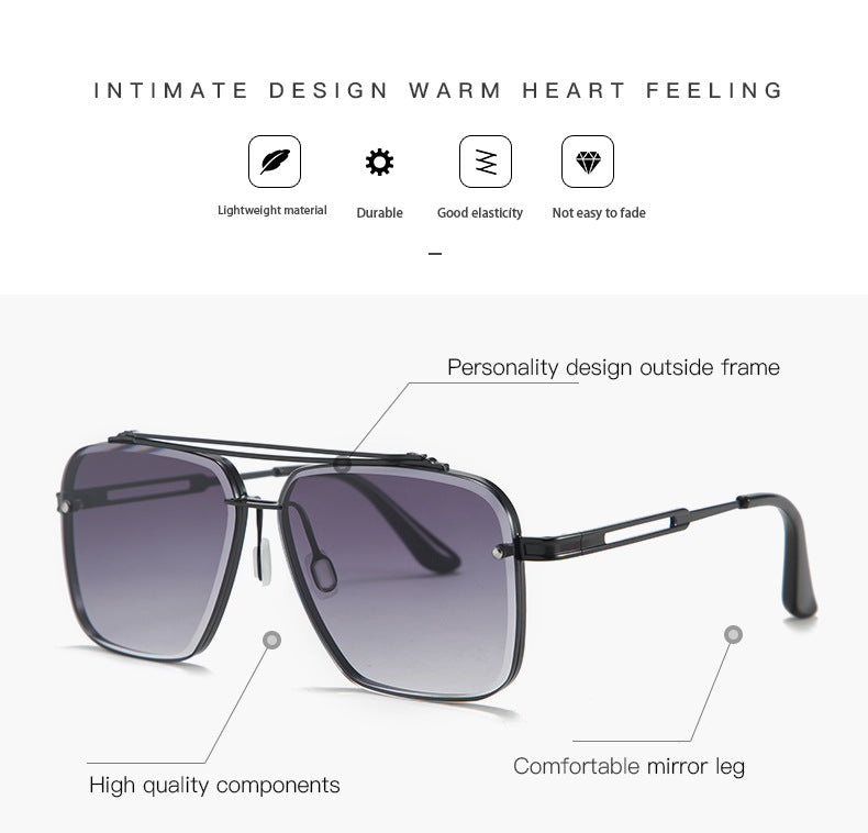 Men's double beam cut edge metal street style trendy fashion glasses