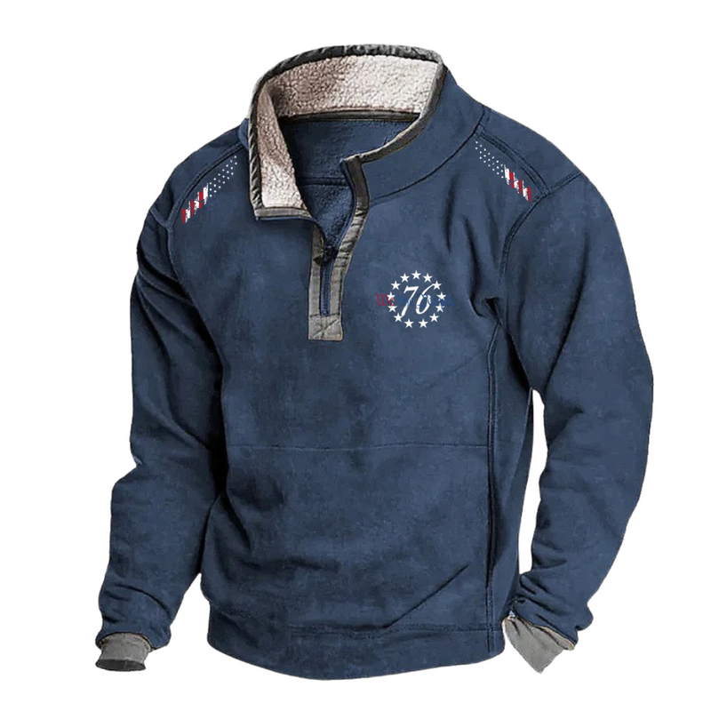 76 USA Flag Casual stand collar fleece sweatshirt