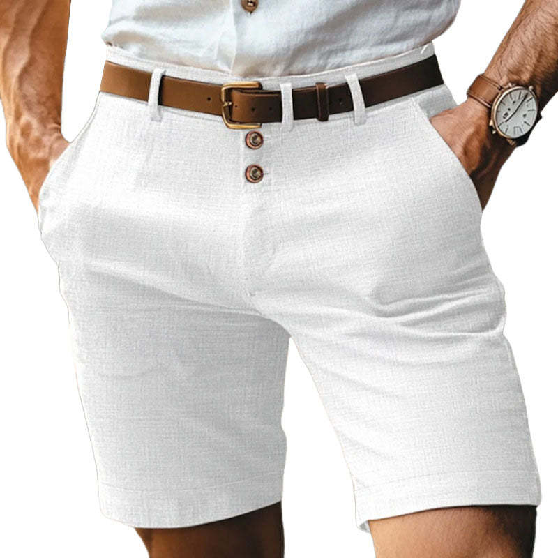Lässige Anzugshorts aus Baumwolle und Leinen im Slim Fit für Herren