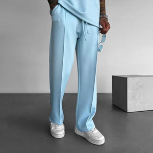 Einfarbige, gerade Freizeithose für Herren mit elastischer Taille