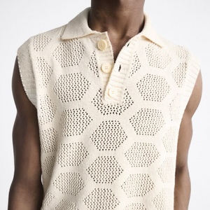 Herrenmode, lässig, exquisit, hohl, Polokragen, gestricktes Tanktop