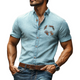 Men's Solid Color Fun Embroidery Cotton Blend Short Sleeve Shirt