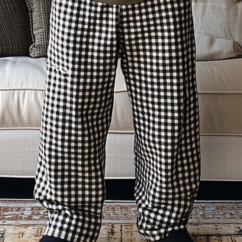 Men's Spring Fashion Plaid Casual Pants