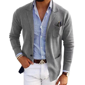 Men's Casual Notch Lapel Single-breasted Slim-fit Knitted Blazer