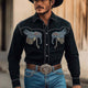 Besticktes Langarmhemd im Western-Cowboy-Stil für Herren
