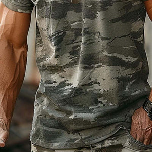 Men's Camouflage Print Round Neck Short Sleeve T-Shirt